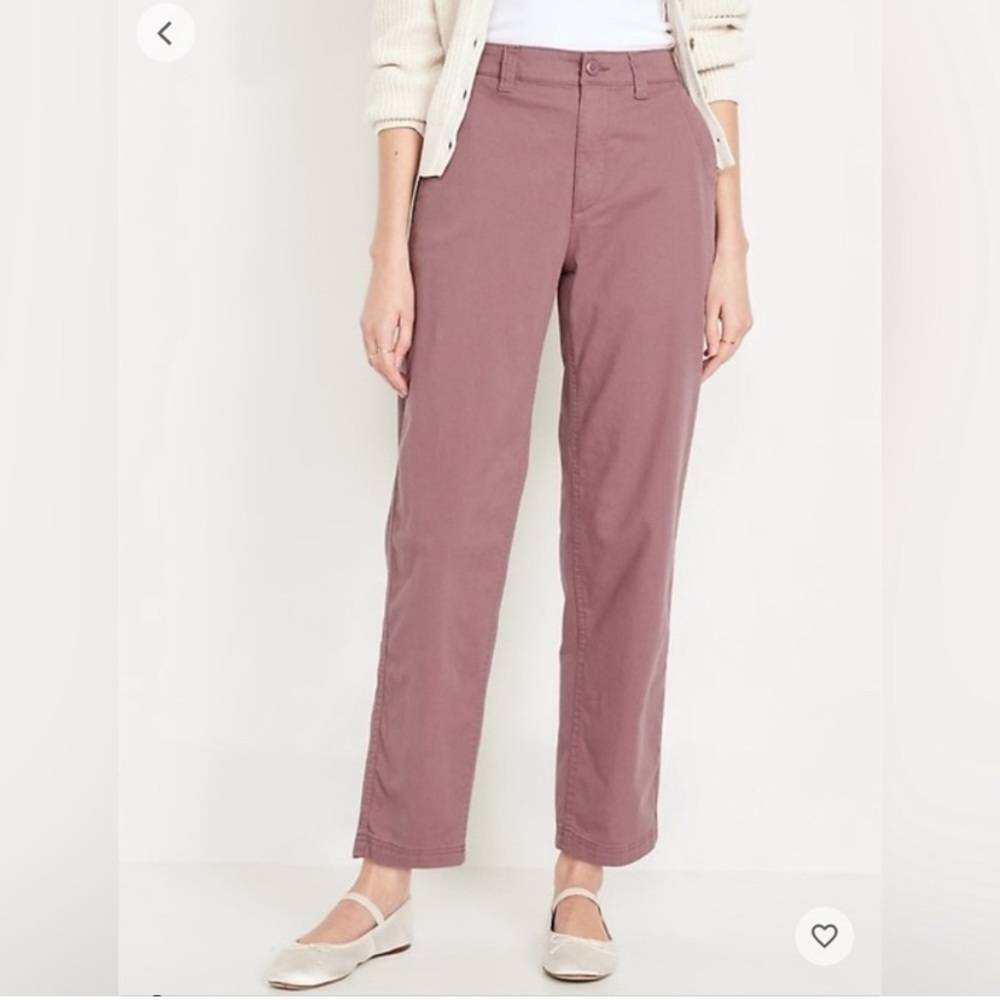 Old Navy High Waisted OGC Chino Tapered Straight Pants Small Muave Pink Purple